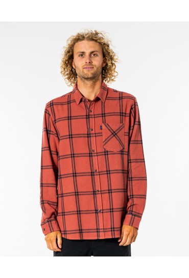 RipCurl Checked Out Long Sleeve Flannel Shirt (Red)
