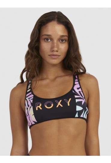 Roxy Active - Bralette Bikini Top (Anthracite Color Zebra Jungle)