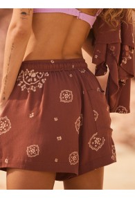 Roxy Lekeitio Break High-Waisted Printed Shorts (ROOT BEER BACAN BANDANA)