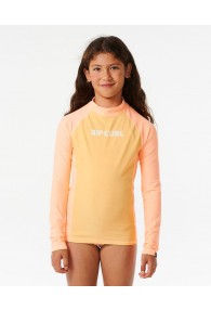 Rip Curl Classic Surf Long Sleeve Rash Vest Girl (Orange)