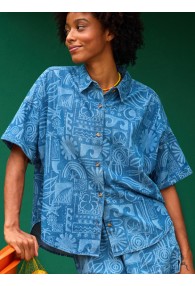 Roxy Beach Nostalgia - Short-sleeved Shirt (Medium Blue)